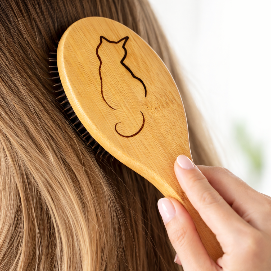 BAMBUSOVÝ kartáč na vlasy s přírodními štětinami CAT4